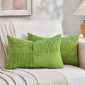 Fancy Homi Set of 2 Lime Green Lumbar Decorative Throw Pillow Covers 12x20 Inch by Fancy+Homi