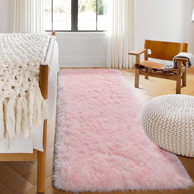 ONASAR Pink Runner Rugs for Bedroom Living Room, 2x6 Bedside Hallway Fluffy by ONASAR