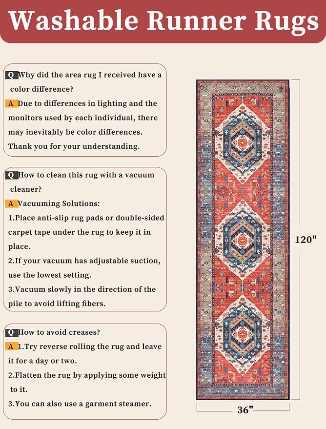 SERISSA Runner Rug for Hallways, 3x10 Washable Non Slip Kitchen Runner Rug - Image 2