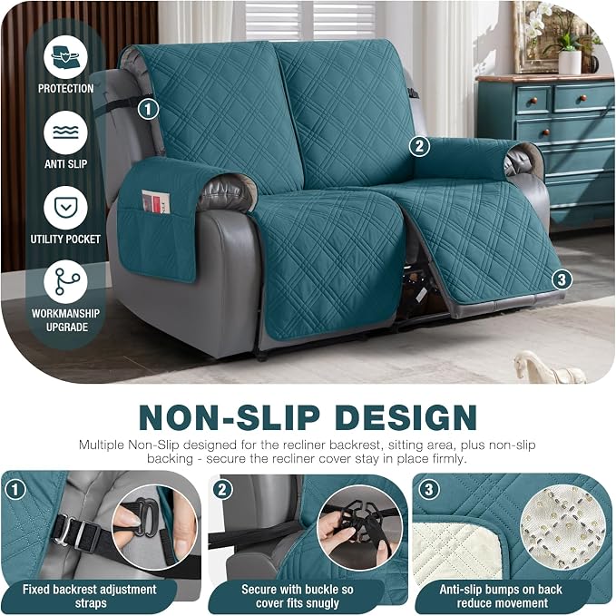 TAOCOCO 100% Waterproof Loveseat Recliner Covers 2 Seater, Split Loveseat Covers - Image 5