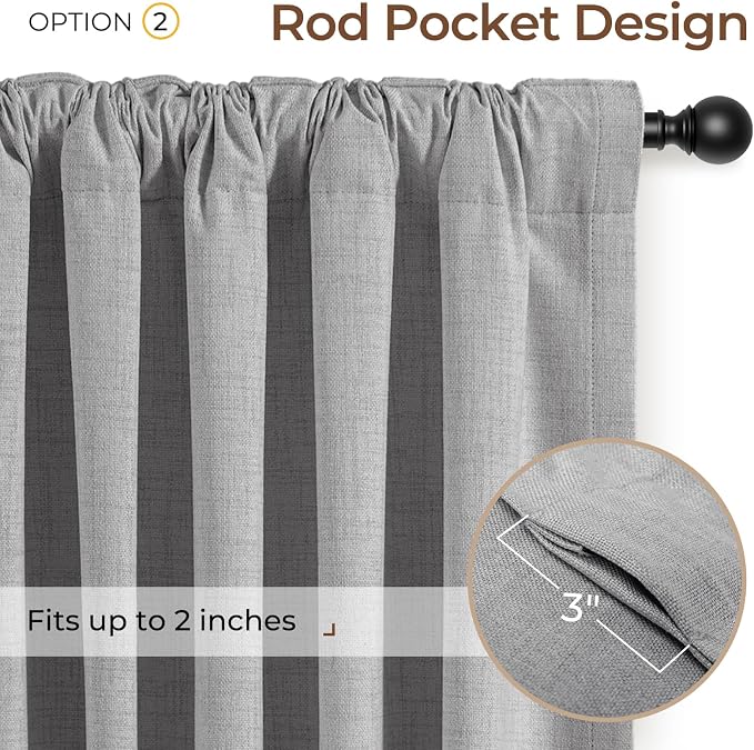 INOVADAY 100% Blackout Curtains 96 Inches Length 2 Panels Set, Back Tab/Rod - Image 4