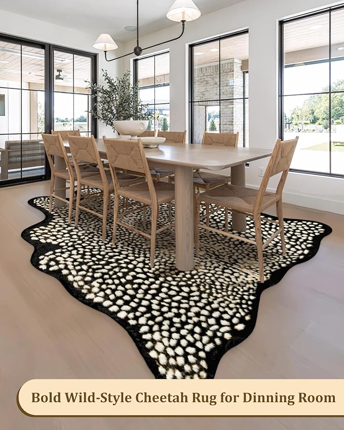 Leopard Print Rug for Living Room, Cheetah Rug 5.2x7 Faux Animal Print Skin - Image 8