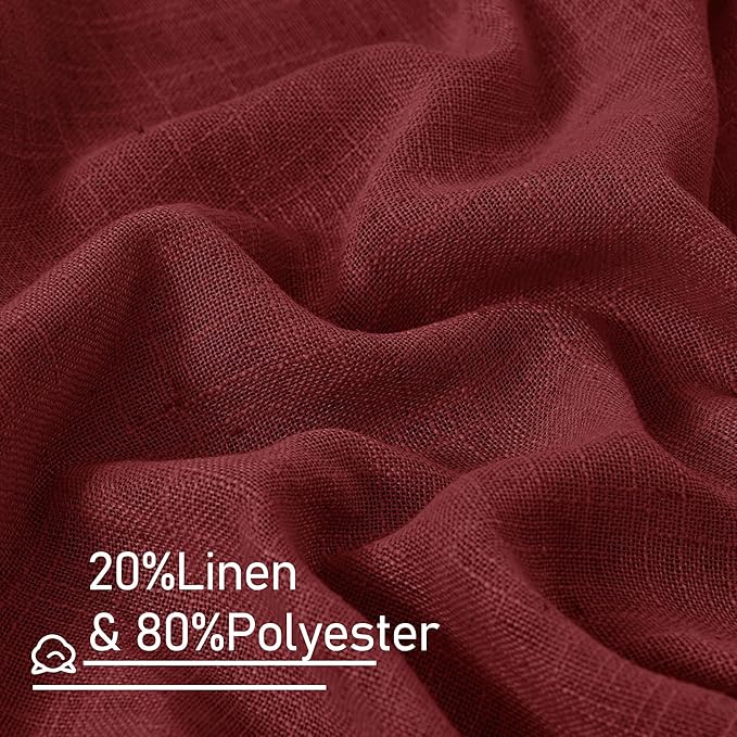 LAMIT Burgundy Red Linen Curtains 72 Inch - Image 3