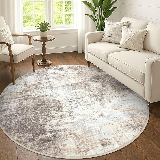 IOHOUZE Abstract Round Area Rug 6 Ft Washable Circle Rugs Large Round Rug Non by iOhouze