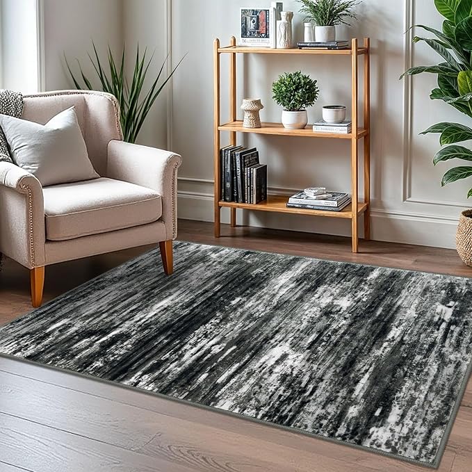 KOZYFLY Modern Abstract 3x5 Large Entryway Rug Non-Slip Washable Area Rug - Image 7