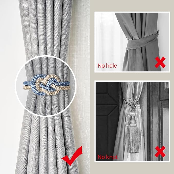 NICEEC 4 Pack Mini Magnetic Curtain Tiebacks Nordic Simple Style Drape Tie - Image 2