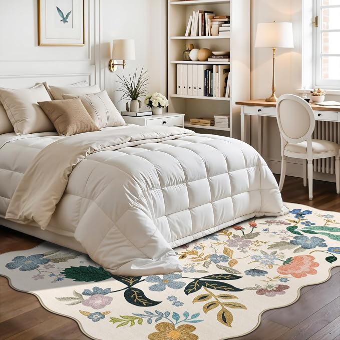 5x7 Living Room Area Rugs: Washable Floral Non-Slip Rug - Image 2