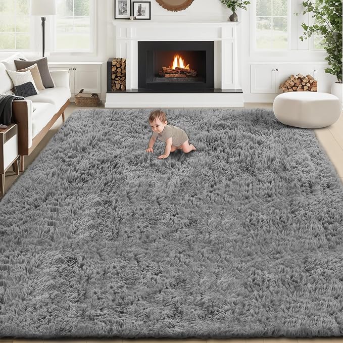 8x10 Area Rugs for Living Room: Fluffy Shag Soft Washable Rug Large Fuzzy Plush by VECARF