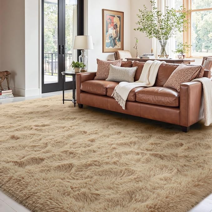 9x12 Ft Extra Large Shag Beige Rugs by Cuzwlovita