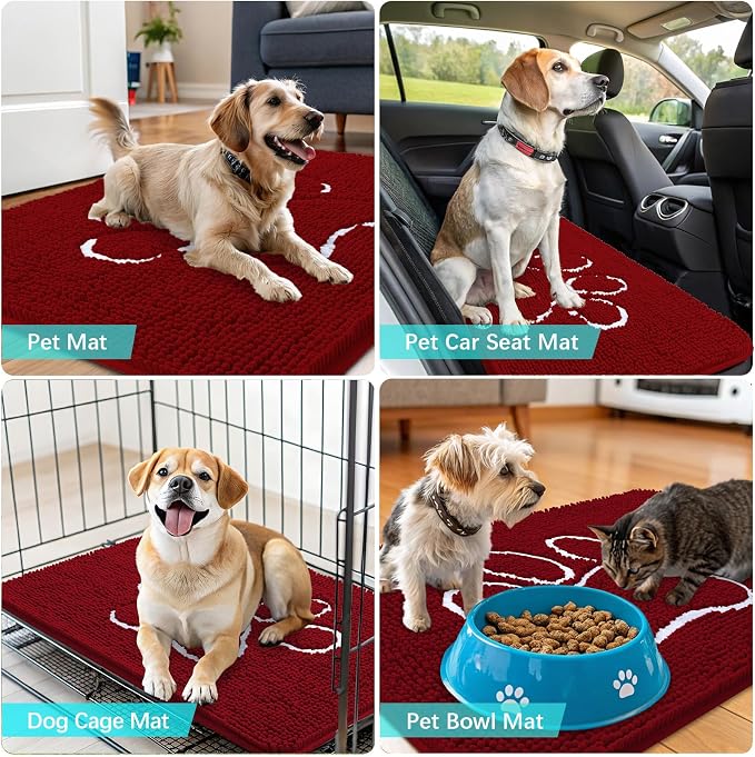 OLANLY Dog Door Mat for Muddy Paws 24x16, Paw Print Design, Absorbs Moisture - Image 7