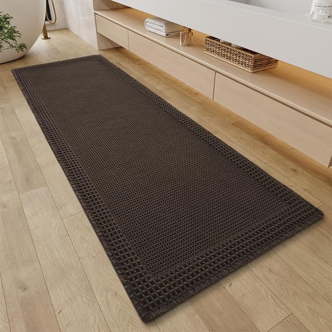 RESARE Waffle Bathroom Runner Rugs, Super Absorbent Bath Mat Non Slip Washable by Resare