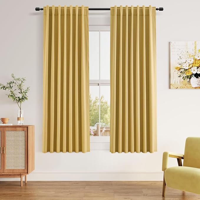 Guken 100% Blackout Curtains 63 Inch Length 2 Panels Set by Guken