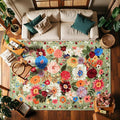 Floral Washable 6x9 Area Rugs Green, Soft Bedroom Rug by WelcometoBabovid