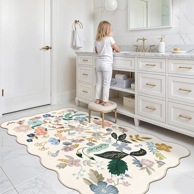 Washable 3x5 Entryway Area Rugs: Ultra Soft Floral Carpet - Image 4