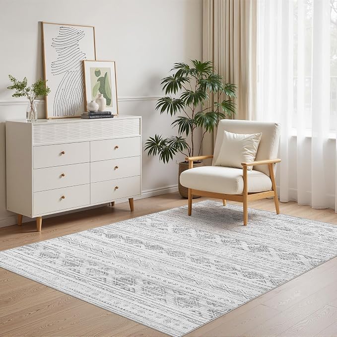 Nakagishi 4x6 Area Rugs Living Room: Washable Boho Large Neutral Soft Farmhouse - Image 2
