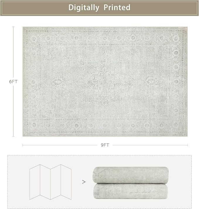 Washable Rugs 6x9 Area Rugs for Living Room, Large Carpets, Ultra Soft Faux - Image 2