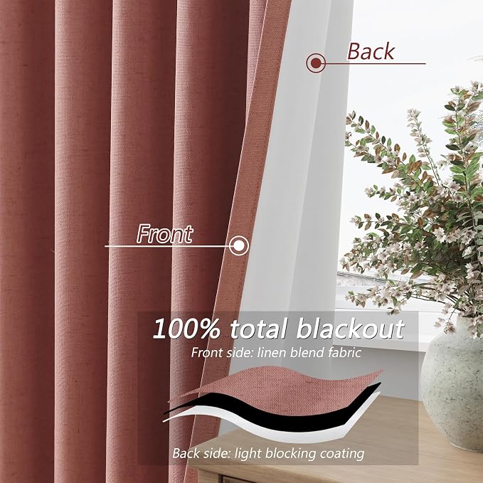 Guken 100% Blackout Curtains 100 Inch Length 2 Panels Set - Image 4