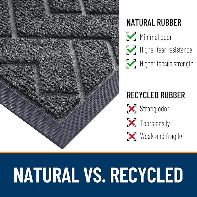 OLANLY Front Door Mat Outside 59x34, All-Season Absorbent Rubber Doormat | Grey - Image 5