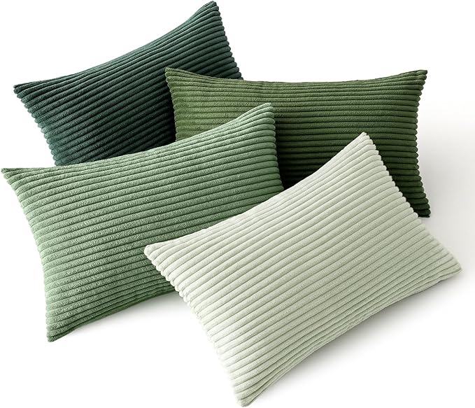 MIULEE Boho Farmhouse Sage Green Throw Pillow Covers 12x20 Inch Set of 4 by MIULEE