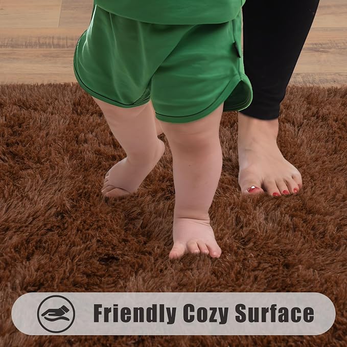 Soft Runner Rugs for Bedroom Hallways, 2x6 Brown Fluffy Shag Throw Area Rug Non - Image 8