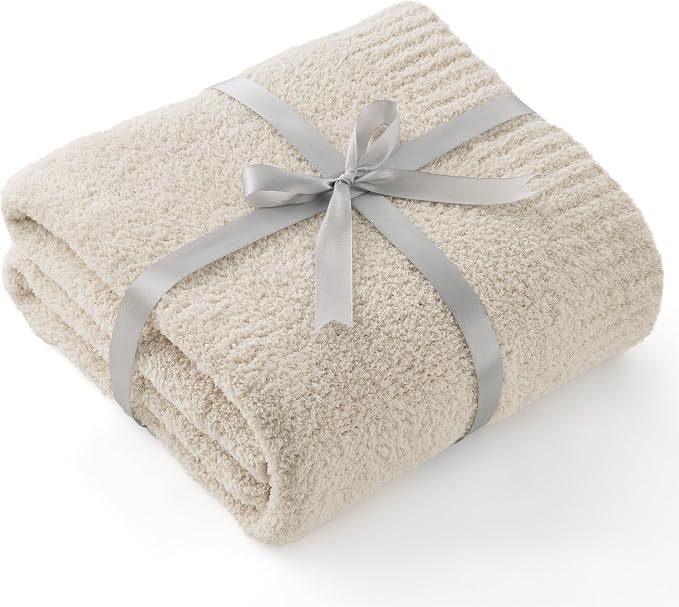 Bedsure Beige Knit Twin Blanket by BEDSURE