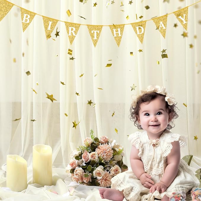 Ivory Tulle Backdrop Curtain for Wedding Parties 10ft x 8ft Sheer Backdrop - Image 7