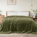 Exclusivo Mezcla Queen Size Flannel Fleece Blanket, Super Soft Striped Jacquard by ExclusivoMezcla