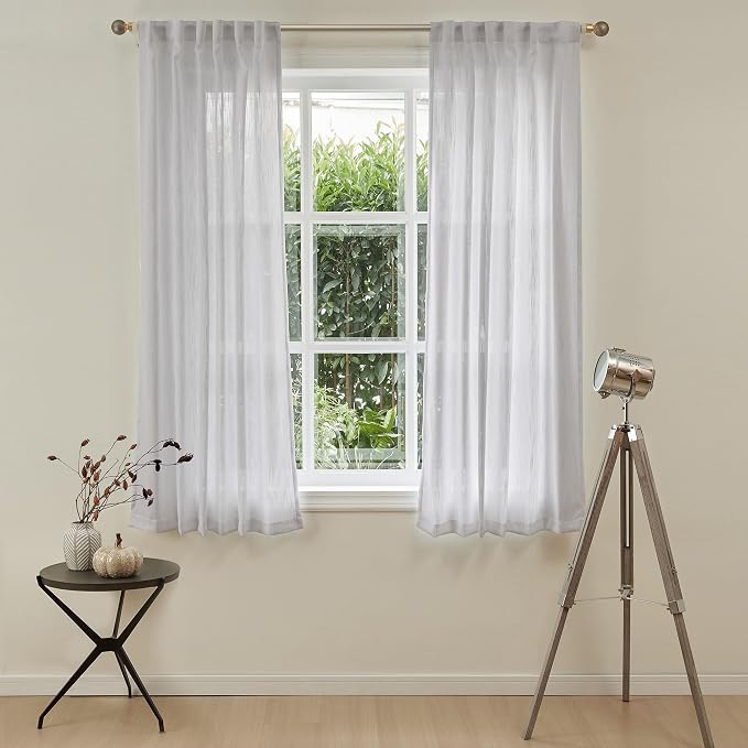 MYSKY HOME Short Curtains for Small Window, Boho Sheer Curtains 2 Panels Set - Image 2