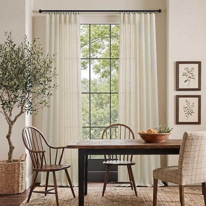 Pitalk 108 Inch Long Curtains for Living Room Birch Beige Linen Extra Long - Image 2