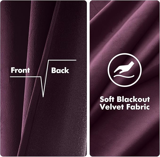 MIULEE Velvet Curtains Purple Orchid Elegant Grommet Thermal Insulated - Image 3