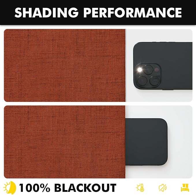 MIULEE Fall 100% Blackout Linen Curtains 42 x 96 Inch Burnt Orange 2 Panels | - Image 7