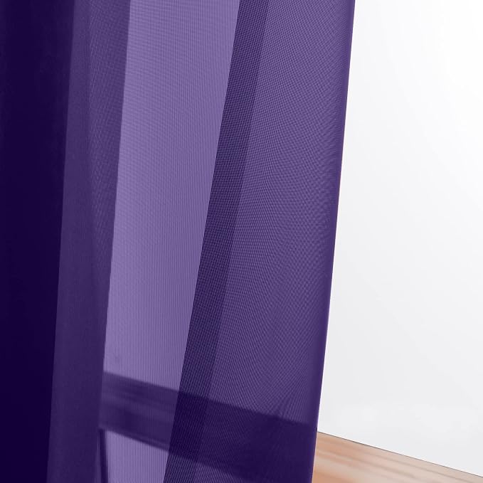 OWENIE Purple Sheer Curtains 96 Inch Length, Elegant Sheer Curtains - Image 3