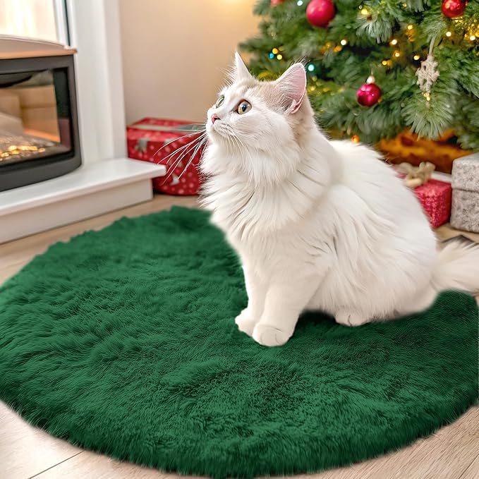OLANLY Dark Green Round Rugs for Bedroom by OLANLY