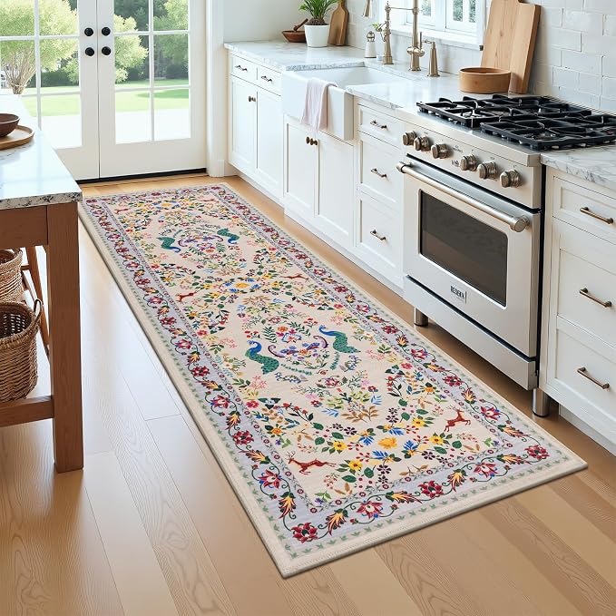 HEBE Washable Hallway Runner Rug 2'x 8' Non Slip Kitchen Rugs Runner, Low Pile - Image 9