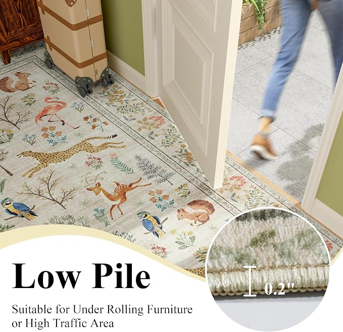 DUKINO 2x12 Washable Runner Rug, Non Slip Animal Rug - Image 6
