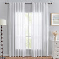 MYSKY HOME White Curtains 80 Inch Length 2 Panels Set, Semi Sheer Cotton Blend by MYSKYHOME