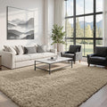 6x9 Area Rugs for Living Room Rug: Soft Fluffy Shag Gray Camel Rugs for Bedroom by CarpetAddColortoYourLife