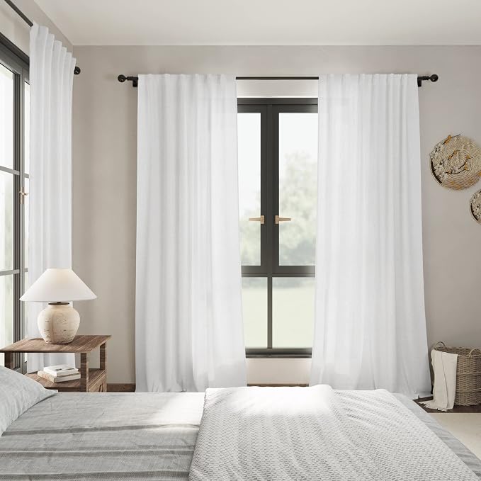 Extra Long White Curtain 108 inches Long 2 Panels Set - Image 7