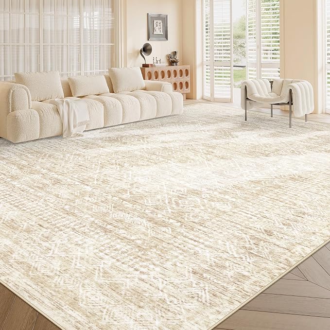 Living Room Rugs 9x12: Washable Moroccan Geometric Boho Rug Farmhouse Non Slip - Image 3