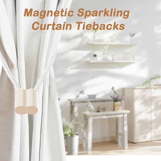 SRG Handmade Magnetic Curtain Tiebacks 4 Pack Sparkling Glass Wrapped Wooden - Image 7