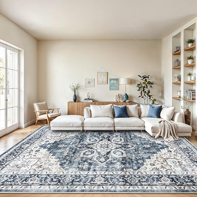 AMADA HOMEFURNISHING 8x10 Washable Area Rug, Low-Profile by AMADAHOMEFURNISHING