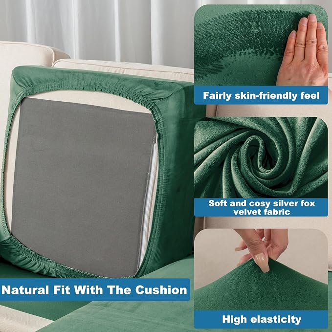 Couch Cover Stretch Velvet Sofa Cushion Cover 2-Piece - Image 5