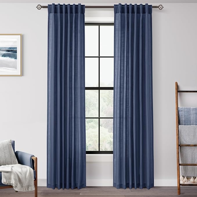 Navy Blue Curtains 84 inch Length by Jolilight