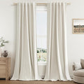 Guken Cream 100% Blackout Linen Curtains 40 Inch Wide by 84 Inch by Guken