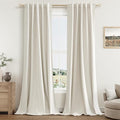 Guken Cream 100% Blackout Linen Curtains 42 Inch Wide by 84 Inch by Guken
