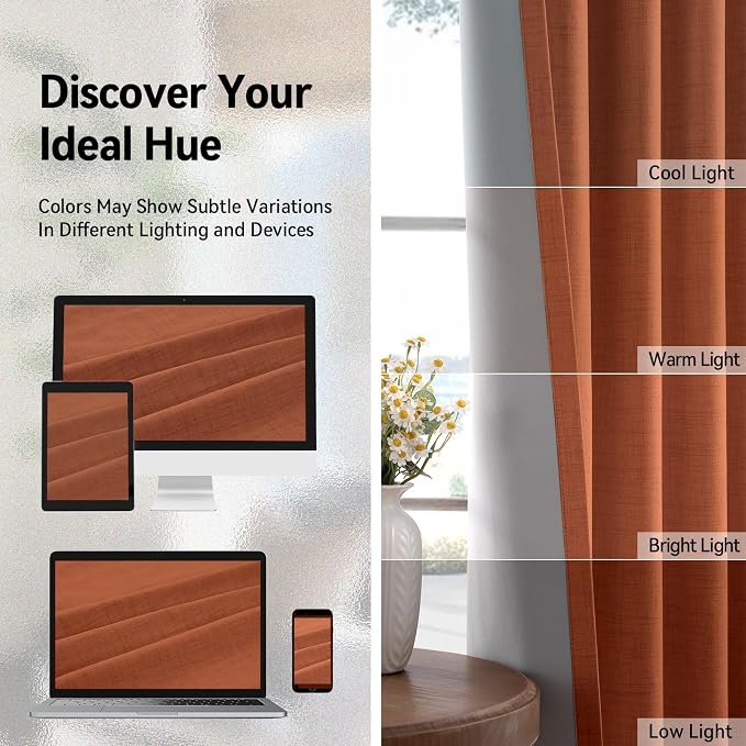 100% Blackout Shield Linen Blackout Curtains - Image 6