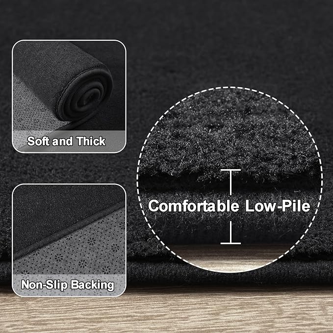 Amearea Black Round Area Rugs 5ft Washable Circle Rugs - Image 3
