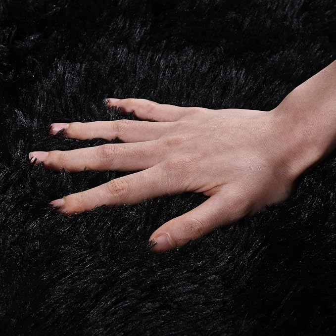 Black Runner Rug for Bedroom Hallways, 2x6 Fluffy Throw Area Rugs Non Slip for - Image 4