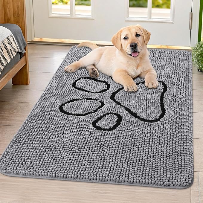 Smiry Dog Door Mat for Muddy Paws, Absorbent Dirt Trapper Non Slip Quick Dry by Smiry