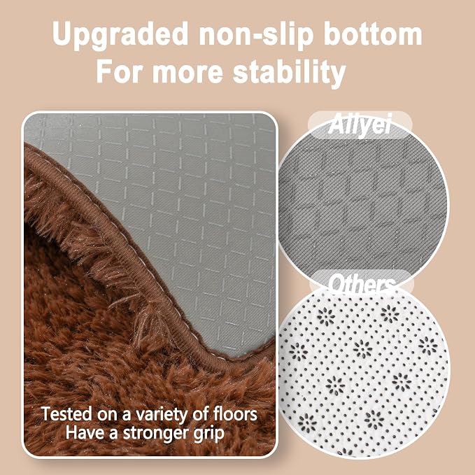Soft Runner Rugs for Bedroom Hallways, 2x4 Brown Fluffy Shag Throw Area Rug Non - Image 2